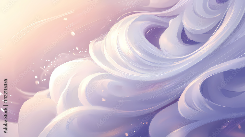 Silken waves of pearly white satin cascade in a smooth, flowing texture. Luminous Weft. Illustration