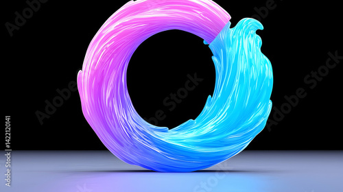 Abstract Pink and Blue Circular Wave 3D Rendering