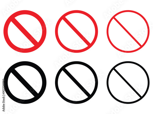 Collection of prohibited, no entry, not allowed, restricted, waning, caution sign vector illustration on white background