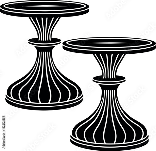 A high resolution silhouette black Nesting tables vector art illustration.