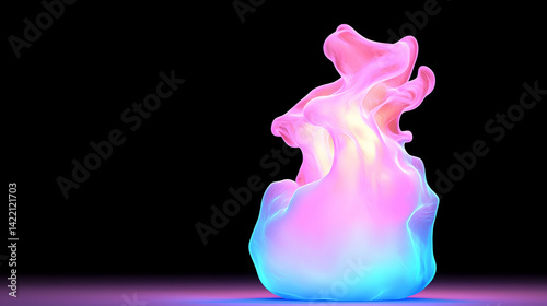 Abstract Pink And Blue Flame Glowing In The Dark