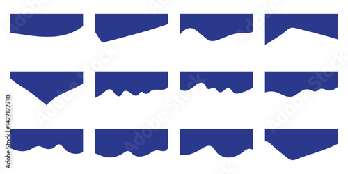 Website Dividers with Drops, Waves and Geometric Shapes. Abstract Design Elements for Top and Bottom 
 border on Website and App. Website border drip shape section vector