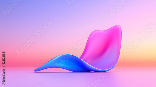 Abstract Pink and Blue Fluid Wave Shape on Pastel Gradient Background