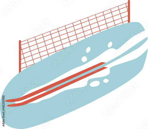 Ski slalom rout with fencing