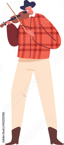 Country man playing violin vector illustration