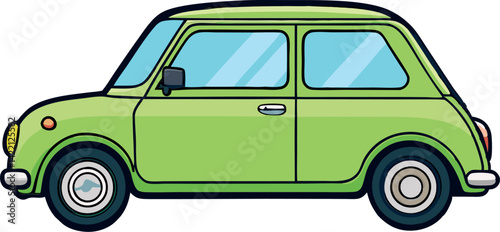 Cartoon Car Vector Illustration — Cute Colorful Vehicle Clipart in Flat Style for Kids, Transportation Design, and Educational Projects