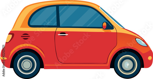 Cartoon Car Vector Illustration — Cute Colorful Vehicle Clipart in Flat Style for Kids, Transportation Design, and Educational Projects