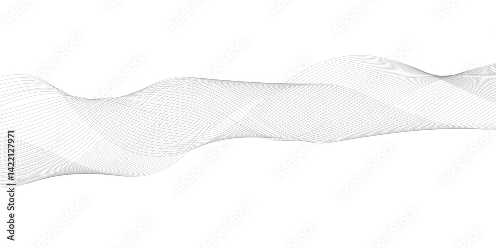 Obraz premium Gray and white abstract background with flowing particles. Abstract wave element for design. Digital frequency track equalizer. Stylized line art background
