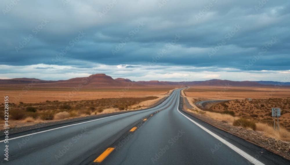 Naklejka premium Winding Highway Through Desert Landscape