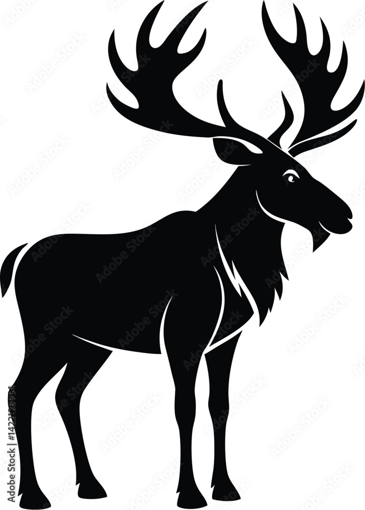 Obraz premium Moose silhouette, silhouette moose on white background