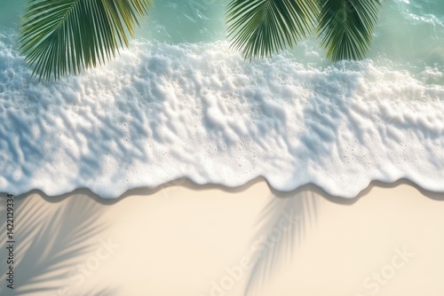 Tropical beach scene with soft waves and shadows