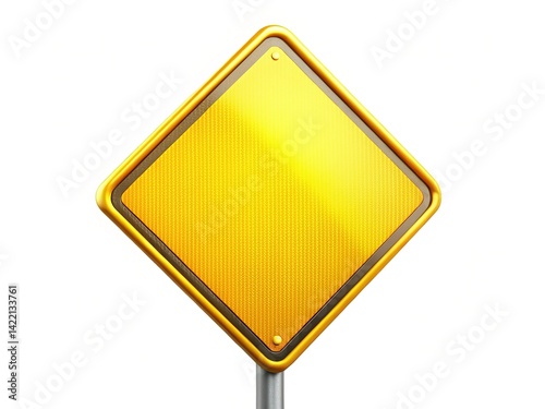 Glowing Yellow Traffic Sign 3D Render for Beginners