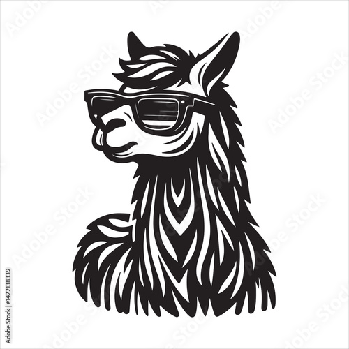 Cool Llama Silhouette Vector