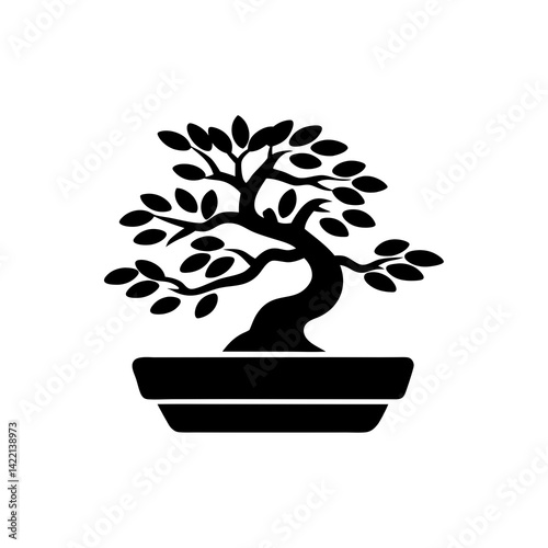 creative details Windswept bonsai icon Vector Illustration