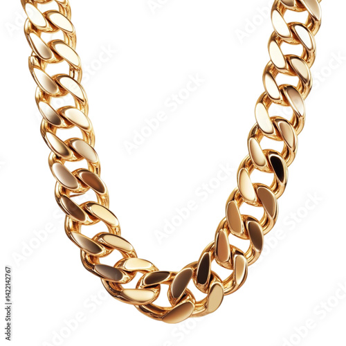 Thick gold chain necklace on black background stylish jewelry accessory