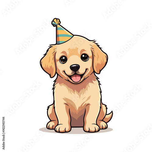 Cute Golden Retriever Dog Sitting Cartoon Vector Icon Illustration Animal Nature Icon Isolated Flat