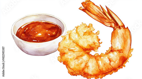 Realistic shrimp tempura with crispy flakes