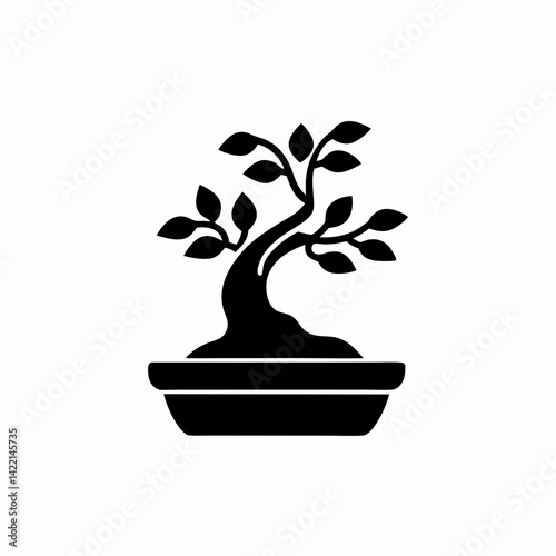 creative details Root-over-rock bonsai icon Vector Illustration