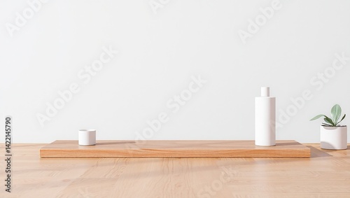 Modern Product Display Mockup on Wood  Ready for Branding