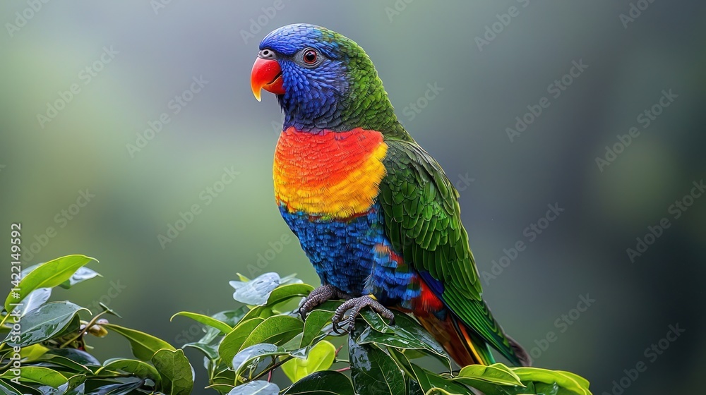 Colorful parrot perched on a branch Colorful parrot perched on a branch