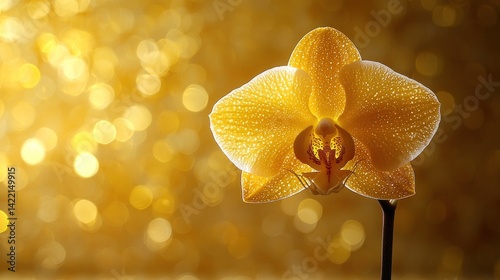 Yellow orchid with golden background
