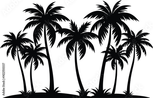 Stylized Palm Tree Silhouettes – Minimalist Black & White Tropical Vector Set