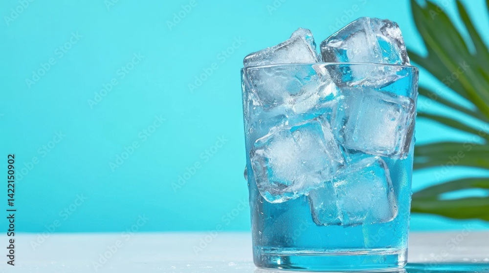 Refreshing ice cubes in a glass tropical vibes beverage photography clean white background close-up coolness concept Refreshing ice cubes in a glass tropical vibes beverage photography clean white background close-up coolness concept