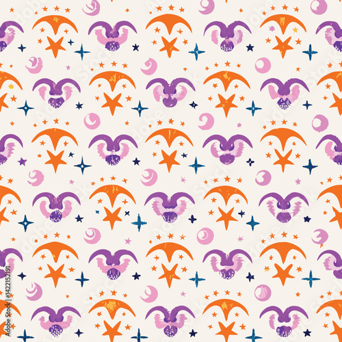 Seamless Dreamy Pastel Zodiac Signs Vector Pattern