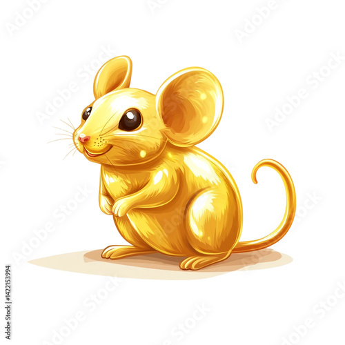 A cute golden mouse illustration a charming rodent character design