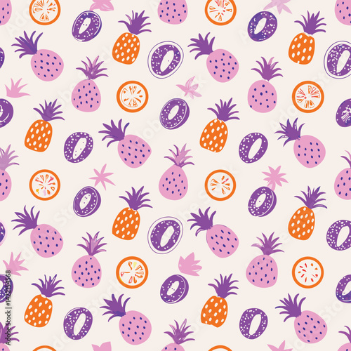 Soft Pastel Tropical Fruit Slices Pattern