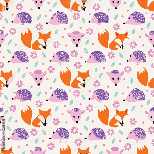 Cute Pastel Woodland Animals Pattern