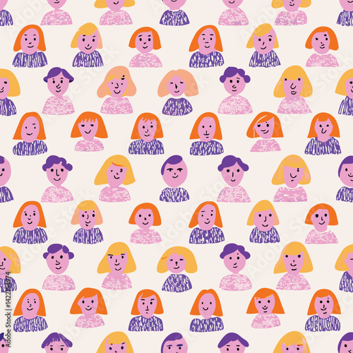 Minimalist Pastel Avatars Vector Pattern