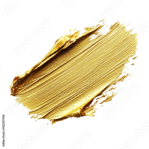 Golden paint smear on black background abstract texture design element