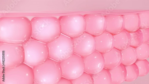 3D glowing skin cell on a smooth pink surface, symbolizing collagen boost, hydration, and skincare innovation. Perfect for cosmetic, beauty, and dermatology-related designs.