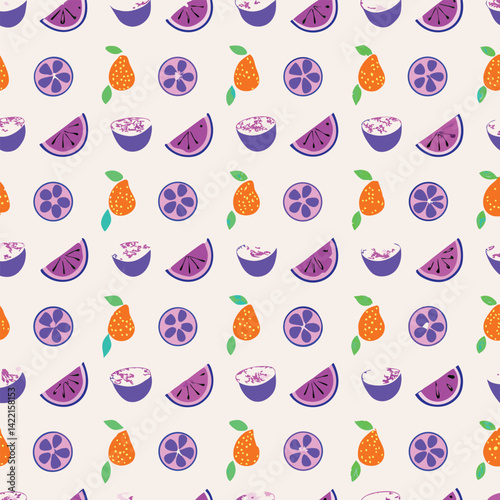 Seasonal Pastel Summer Fruits Vector Pattern