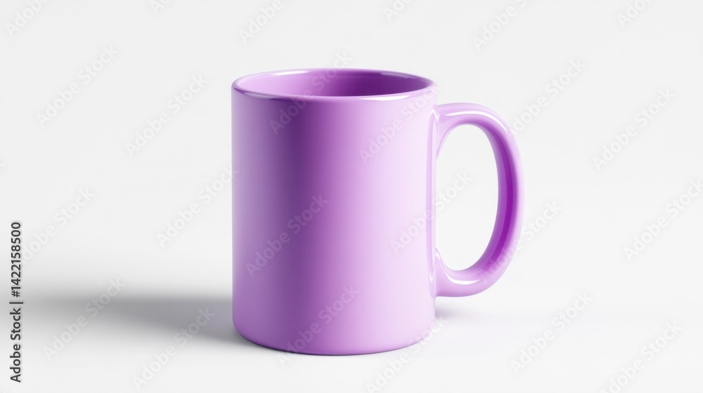 Violet ceramic mug mockup on white background. Generative AI