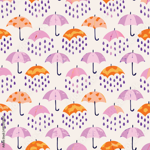 Spring Fashion Pastel Watercolor Umbrellas Pattern