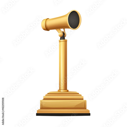 Golden award winning speaker on a pedestal a prize for public speaking