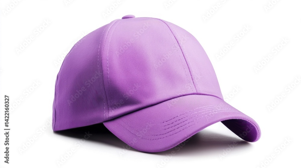 Fototapeta premium Purple cap mockup isolated on white background. Generative AI