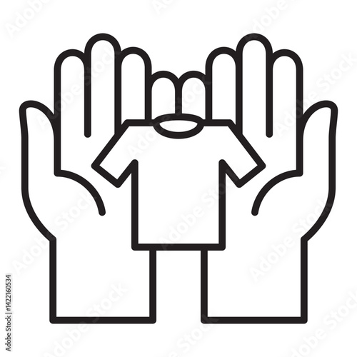 Two hand giving cloth icon. Symbol of fundraising, compassion, philanthropy, giving, care, humanity. Vector illustration.