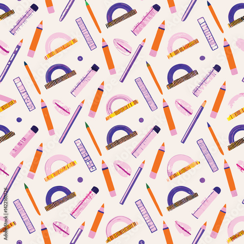 Educational Pastel School Supplies Pattern
