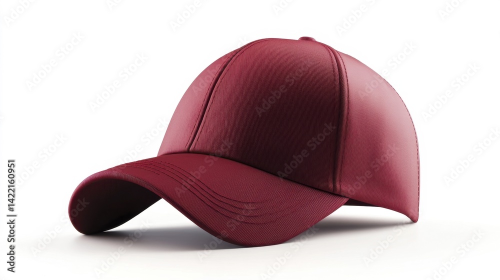 Maroon cap mockup isolated on white background. Generative AI Maroon cap mockup isolated on white background. Generative AI