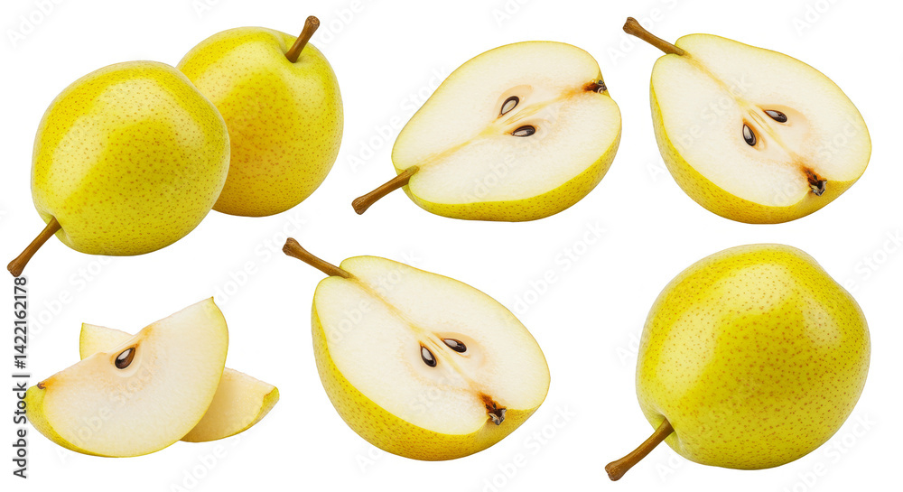 pear fresh set, Set of fruits, fresh pear fruit isolated on transparent background pear fresh set, Set of fruits, fresh pear fruit isolated on transparent background