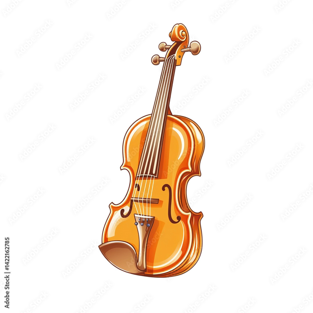 Fototapeta premium A vibrant orange violin isolated on a black background a beautiful musical instrument