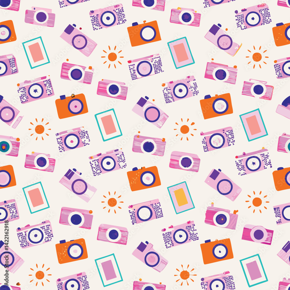 Creative Agency Retro Pastel Cameras Vector Pattern Creative Agency Retro Pastel Cameras Vector Pattern
