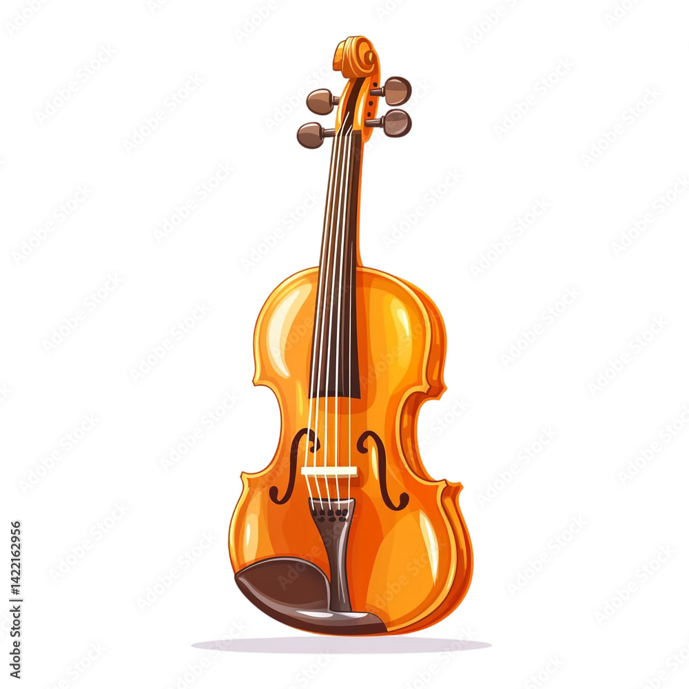 Fototapeta premium A vibrant orange violin musical instrument stringed classic beautiful art illustration