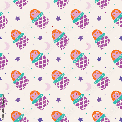 Baby Sleep Pastel Sleepy Bears Pattern