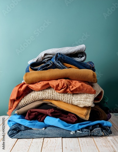 A large pile of second hand clothing