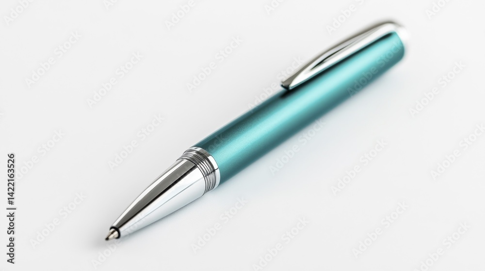Teal pen mockup isolated on white background. Generative AI