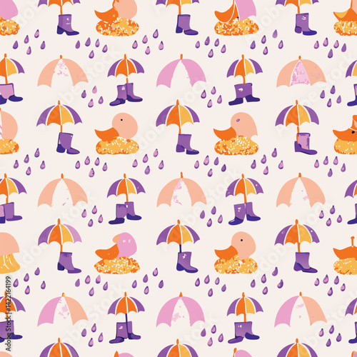Playful Branding Pastel Rainbow Umbrellas Pattern